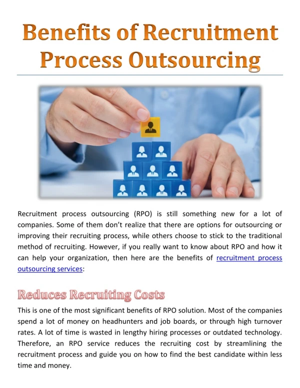 Benefits of Recruitment Process Outsourcing