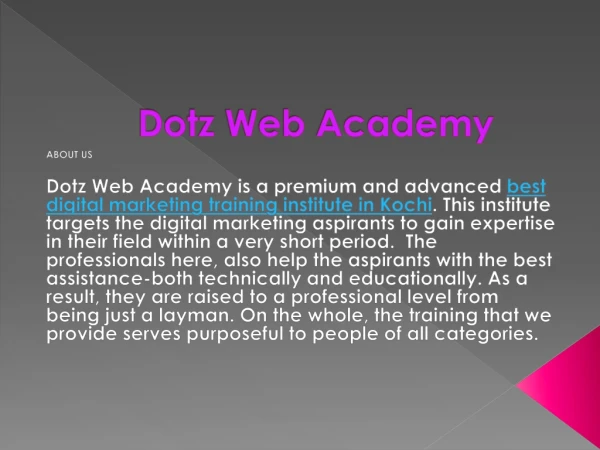 Dotzwebacademy - Best digital marketing training institute