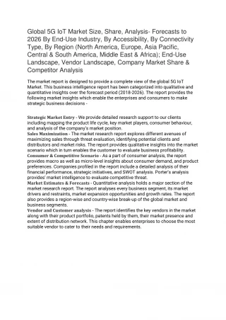 5G IoT Market Size, Share, Analysis- Forecasts to 2026 - slide 1