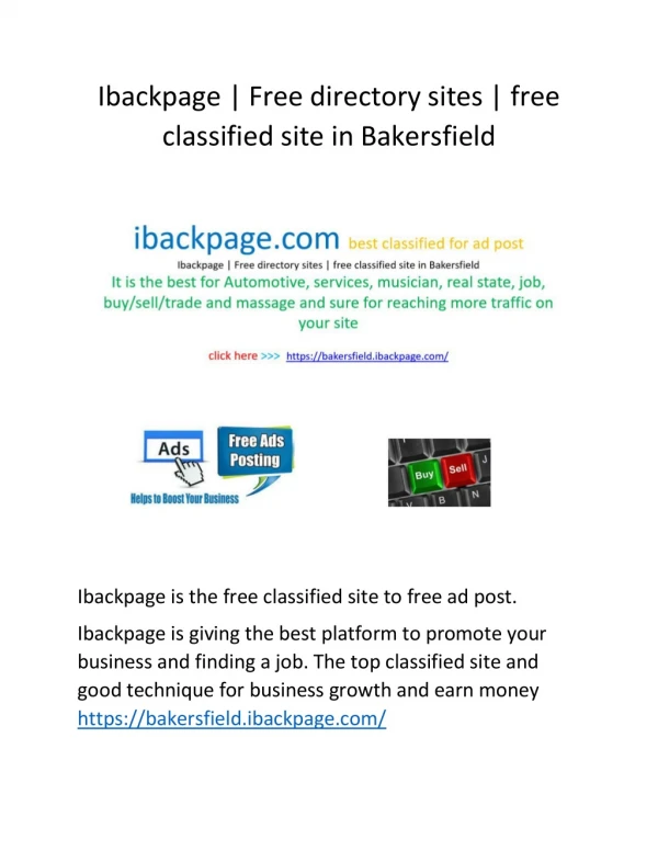 Ibackpage | Free directory sites | free classified site in Bakersfield