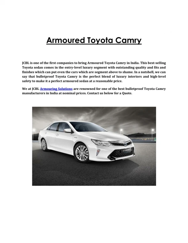 Armoured Toyota Camry