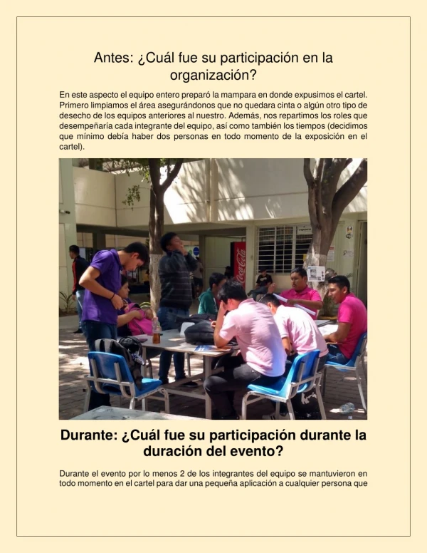 antes cu l fue su participaci n en la organizaci n