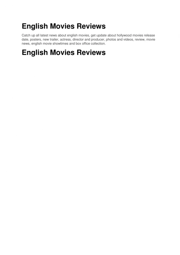 English Movies Reviews