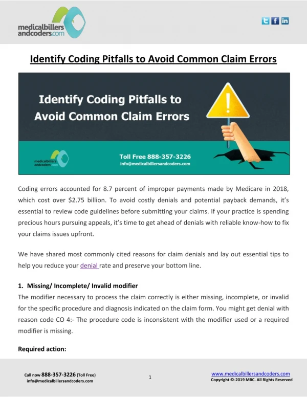 Identify Coding Pitfalls to Avoid Common Claim Errors