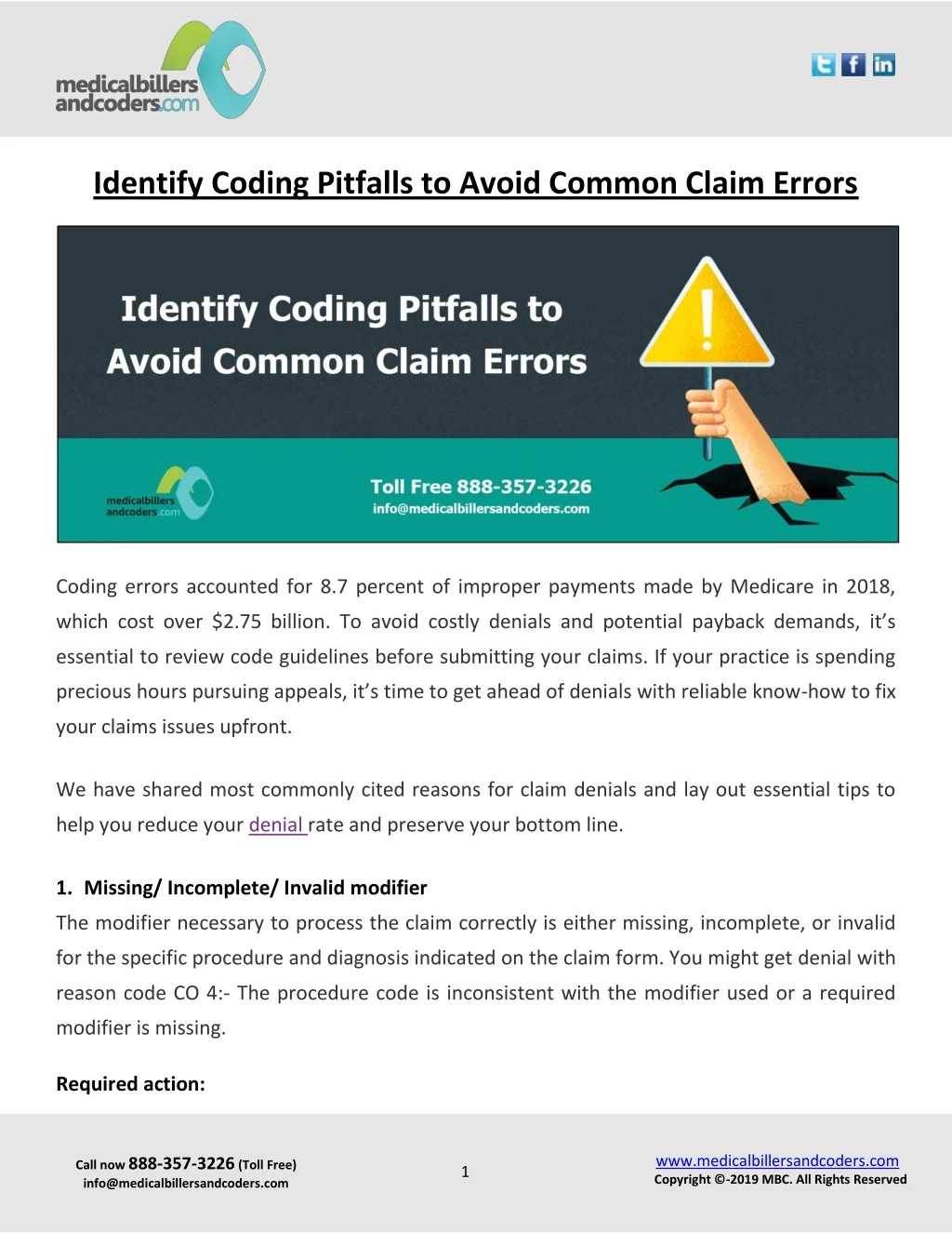 identify coding pitfalls to avoid common claim