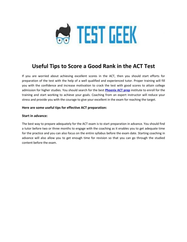 Useful Tips to Score a Good Rank in the ACT Test