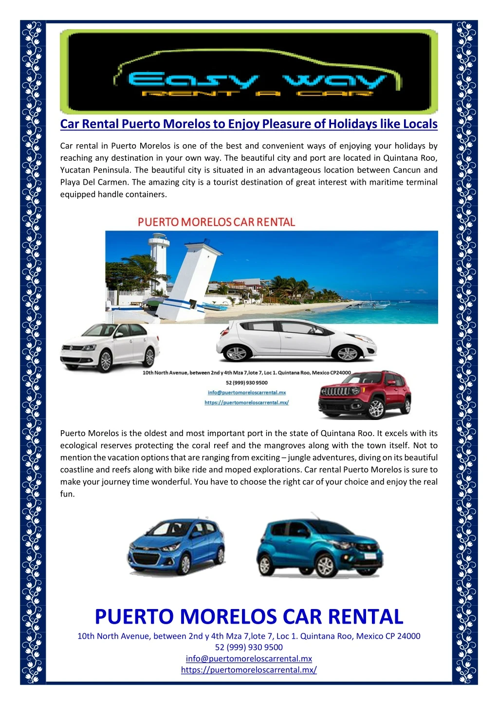 car rental puerto morelos to enjoy pleasure