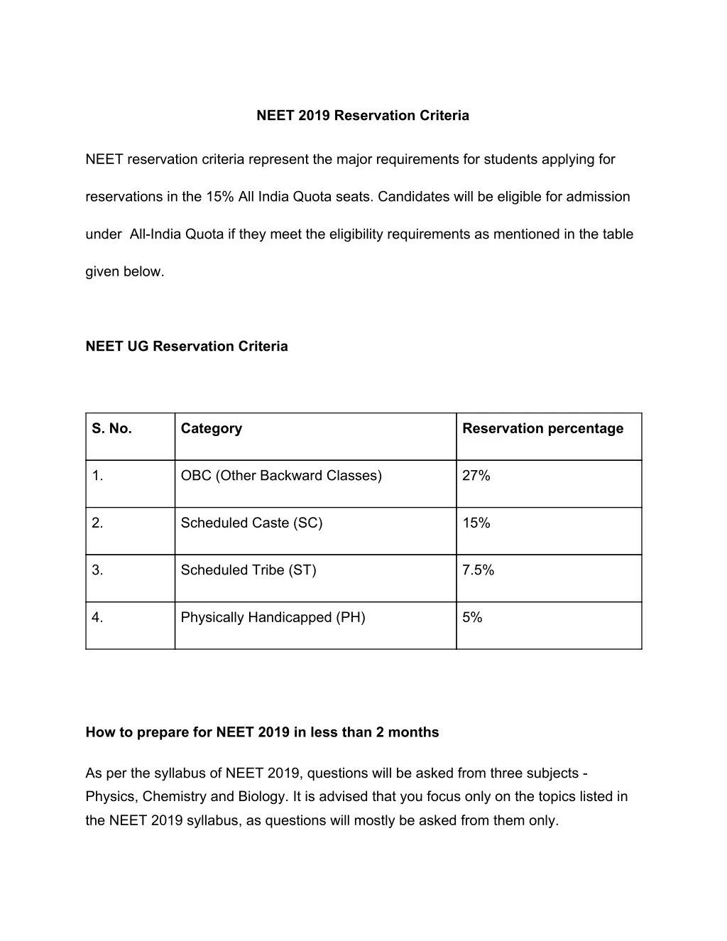 neet 2019 reservation criteria