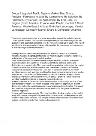 Integrated Traffic System Market Size, Share, Analysis- Forecasts to 2026. - slide 1