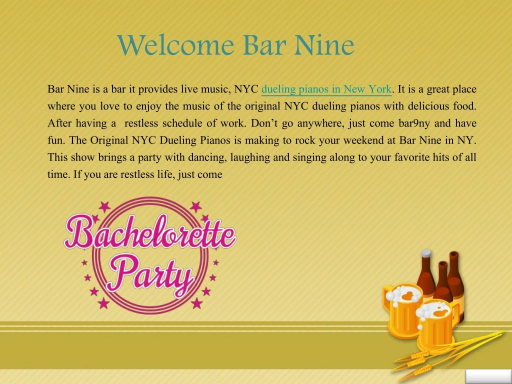 welcome bar nine