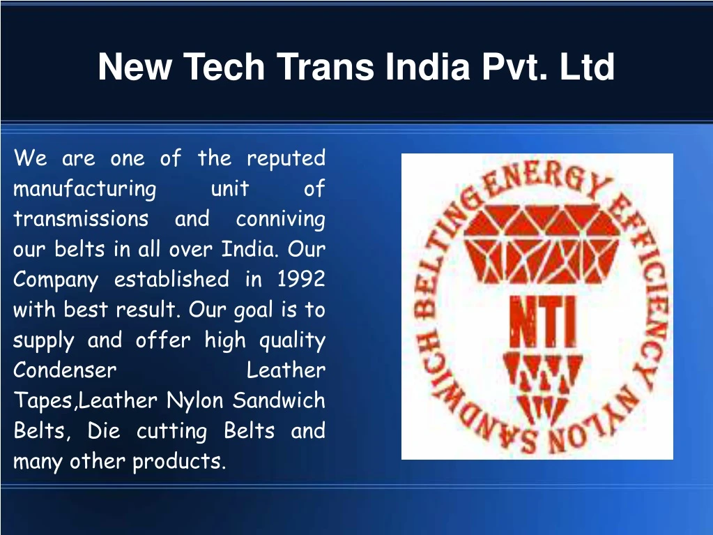 new tech trans india pvt ltd