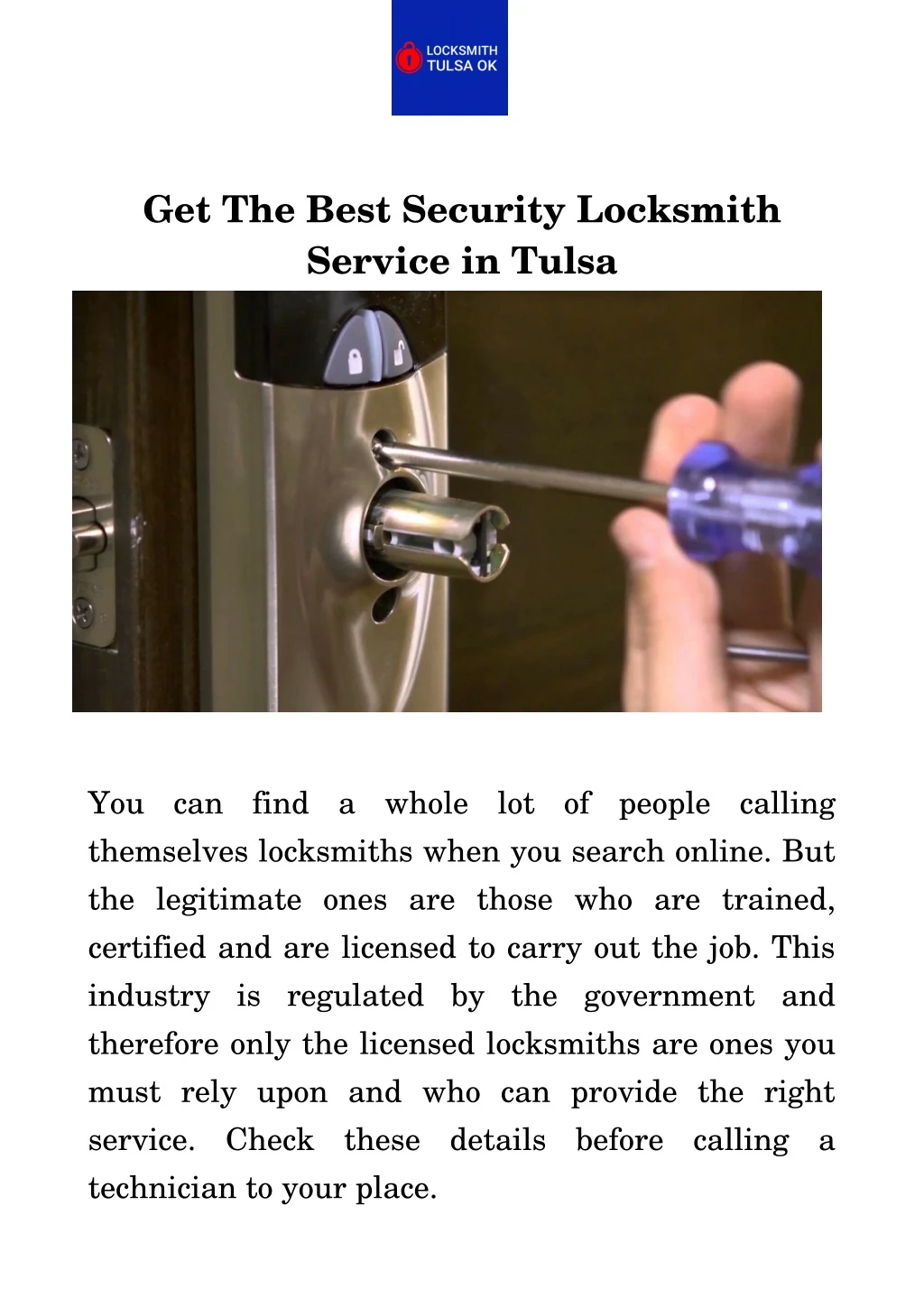 get the best security locksmith service in tulsa