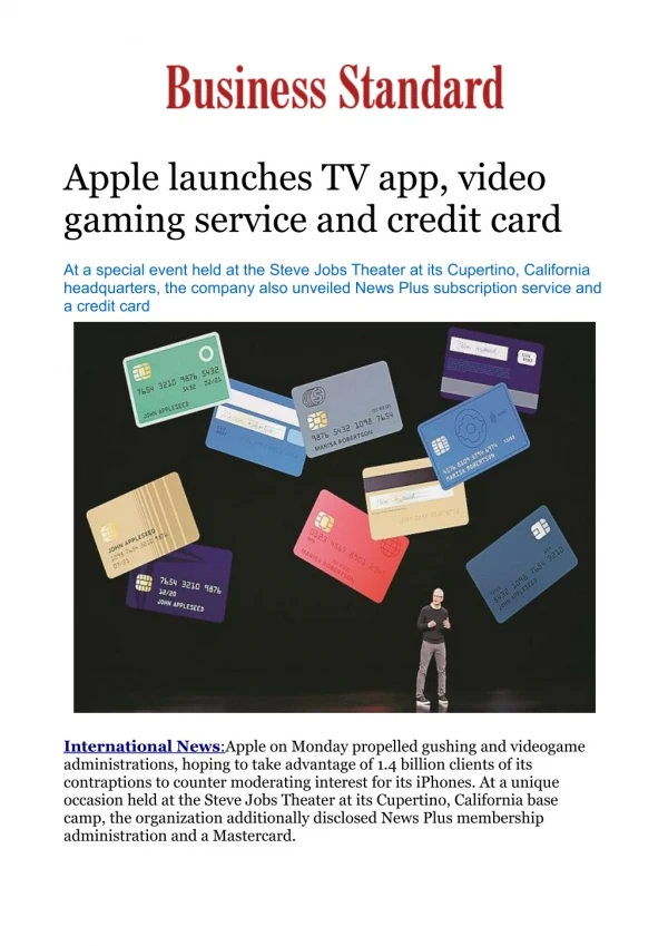 Apple launches TV app, video gaming service and credit card