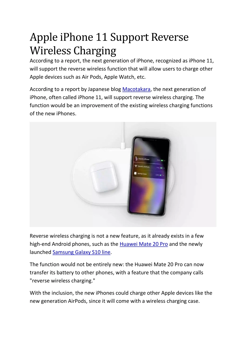 apple iphone 11 support reverse wireless charging