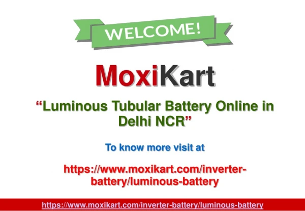 Luminous Tubular Battery Online in Delhi