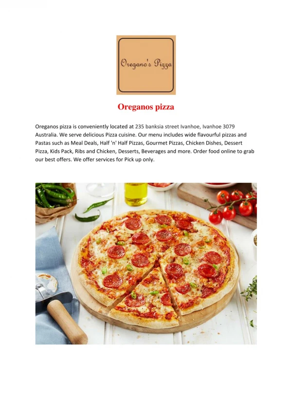 Oreganos pizza -Ivanhoe - Order Food Online