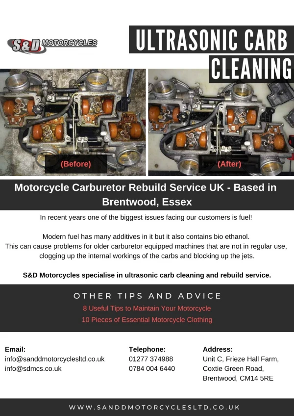 Ultrasonic carb cleaning - S&D Motorcycles