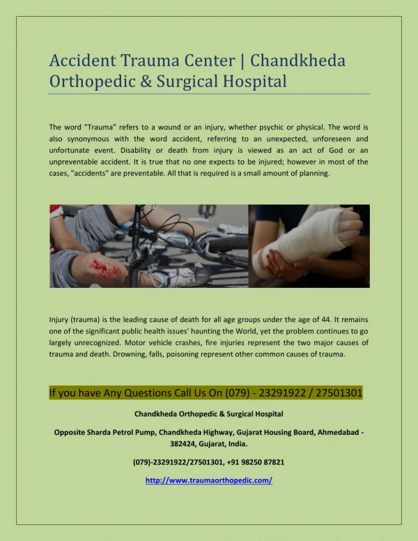 Accident Trauma Center | Chandkheda Orthopedic & Surgical Hospital