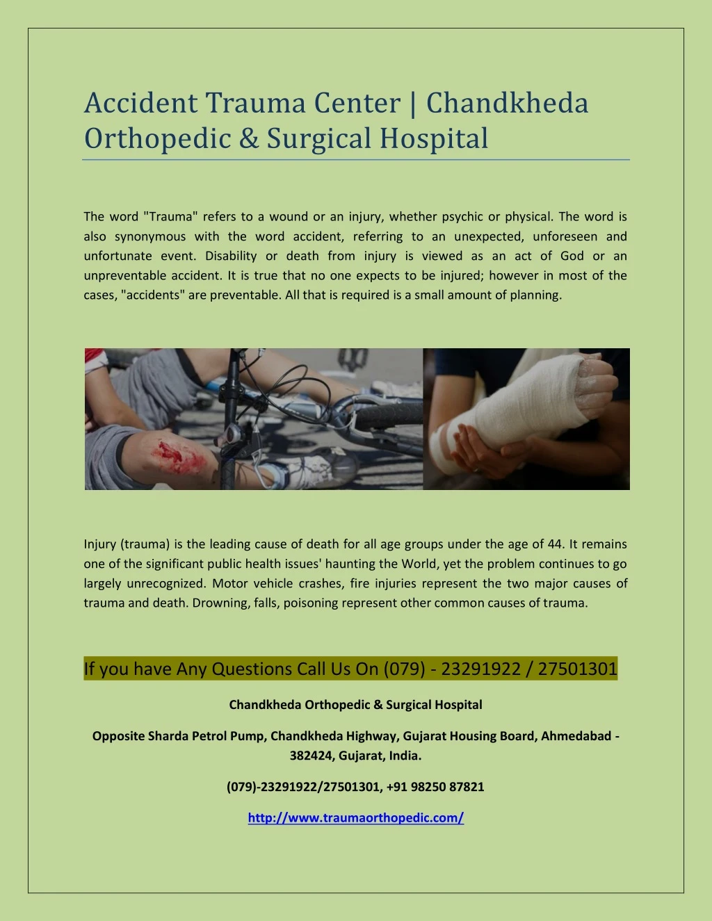 accident trauma center chandkheda orthopedic