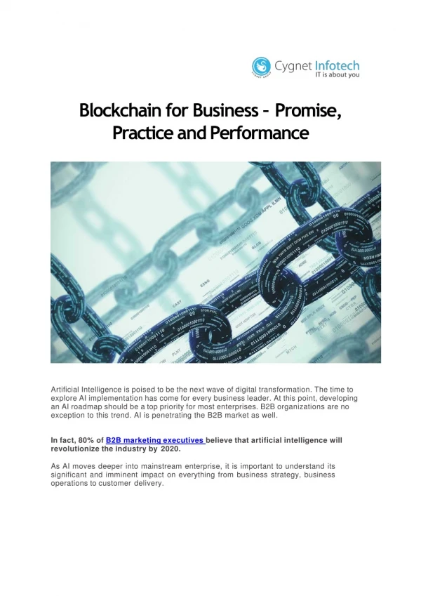 Blockchain for Business – Promise, Practice and Performance