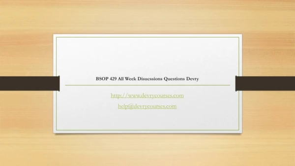 BSOP 429 All Week Disucssions Questions Devry