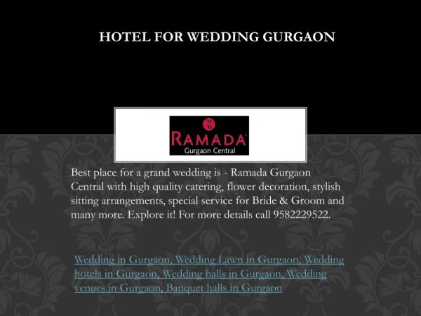 Hotel for Wedding Gurgaon