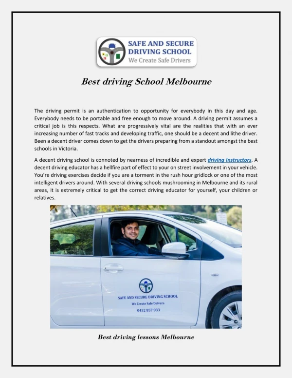 Best driving School Melbourne