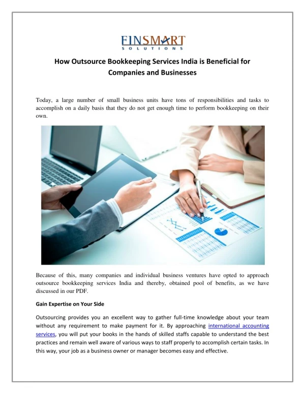How Outsource Bookkeeping Services India is Beneficial for Companies and Businesses