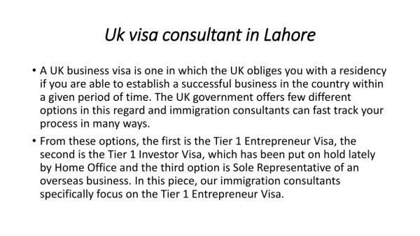 UK visa immigration consultant and advocates in Lahore