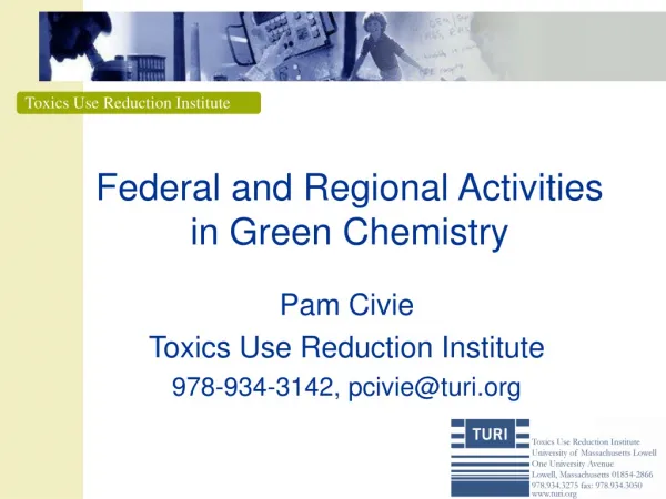 Federal and Regional Activities in Green Chemistry
