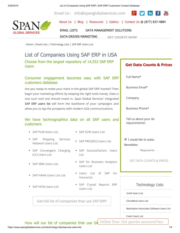 list of companies using sap erp