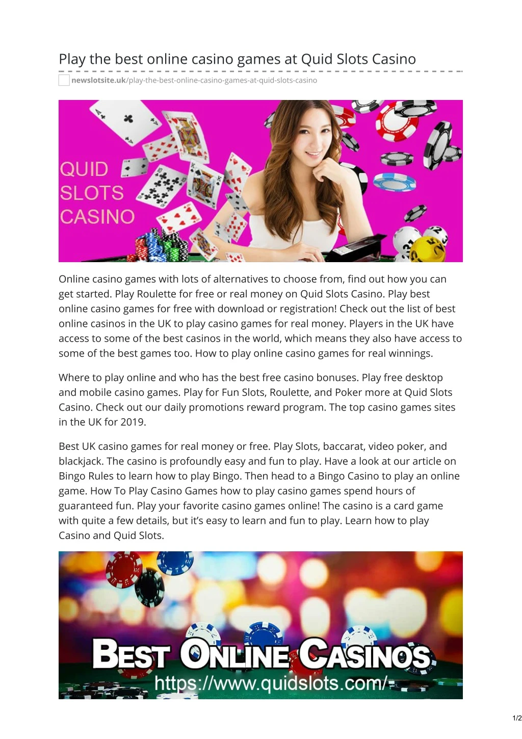 play the best online casino games at quid slots