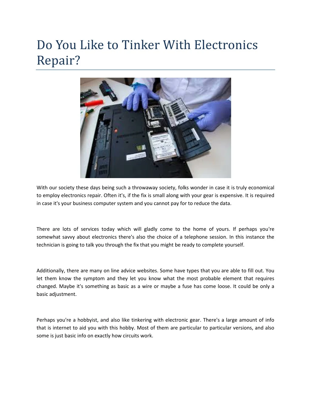 do you like to tinker with electronics repair