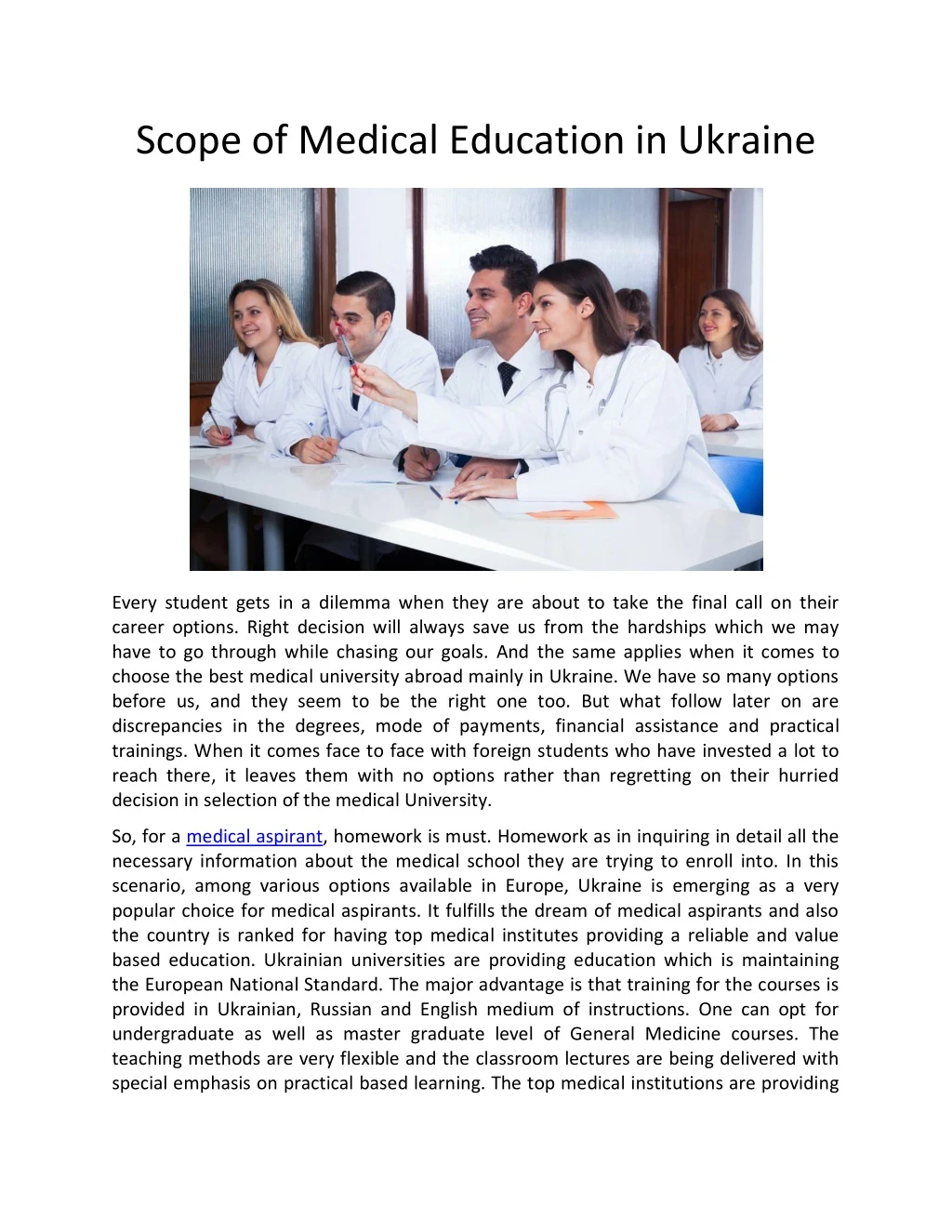 scope of medical education in ukraine