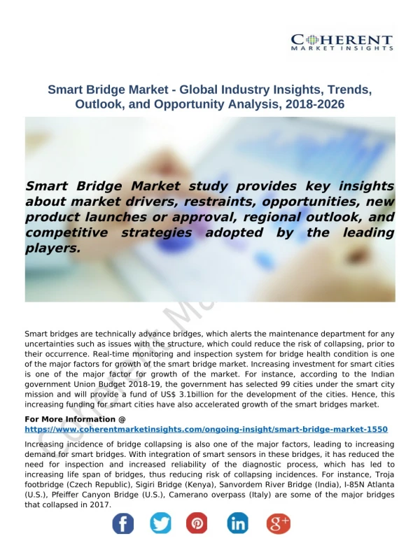 Smart Bridge Market - Global Industry Insights, Trends, Outlook, and Opportunity Analysis, 2018-2026