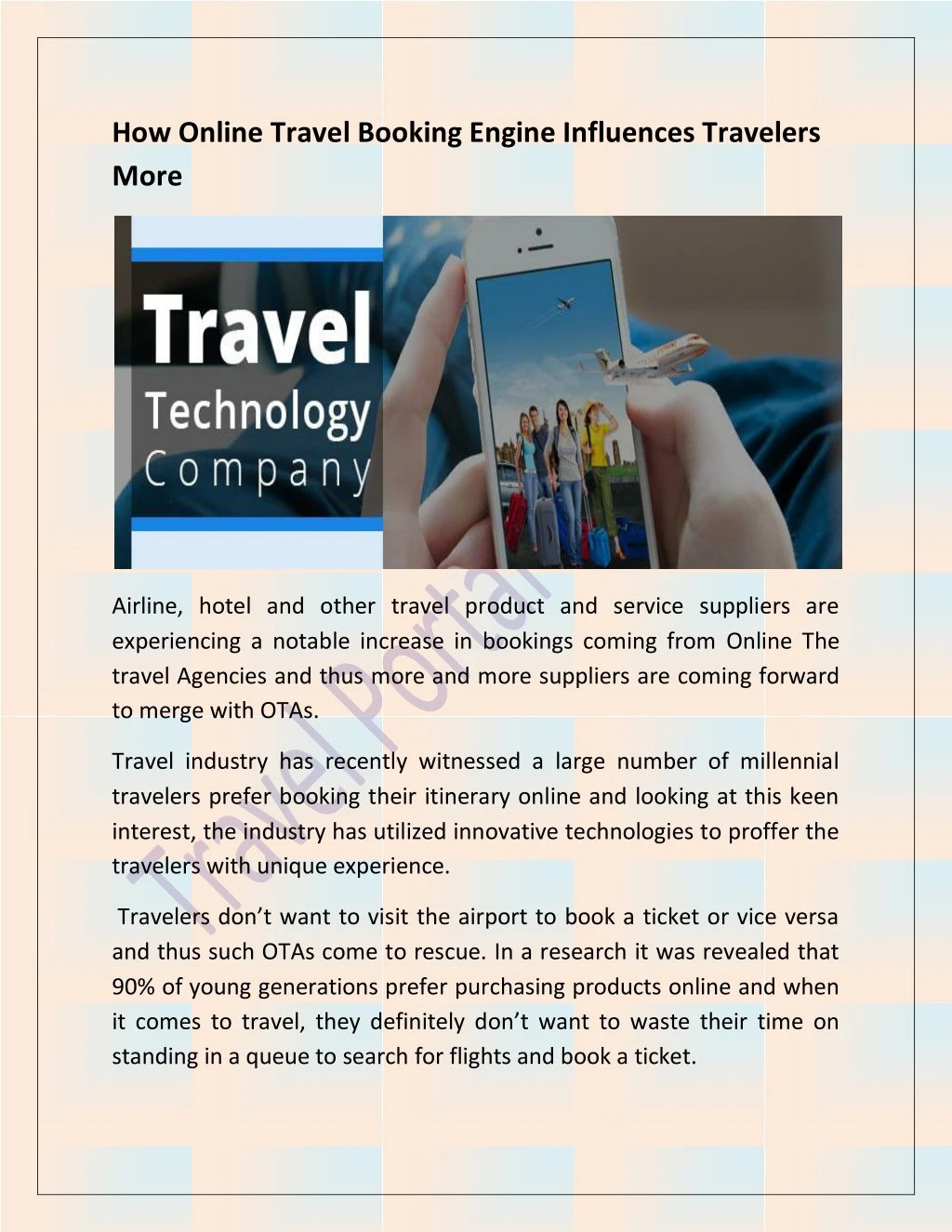 how online travel booking engine influences