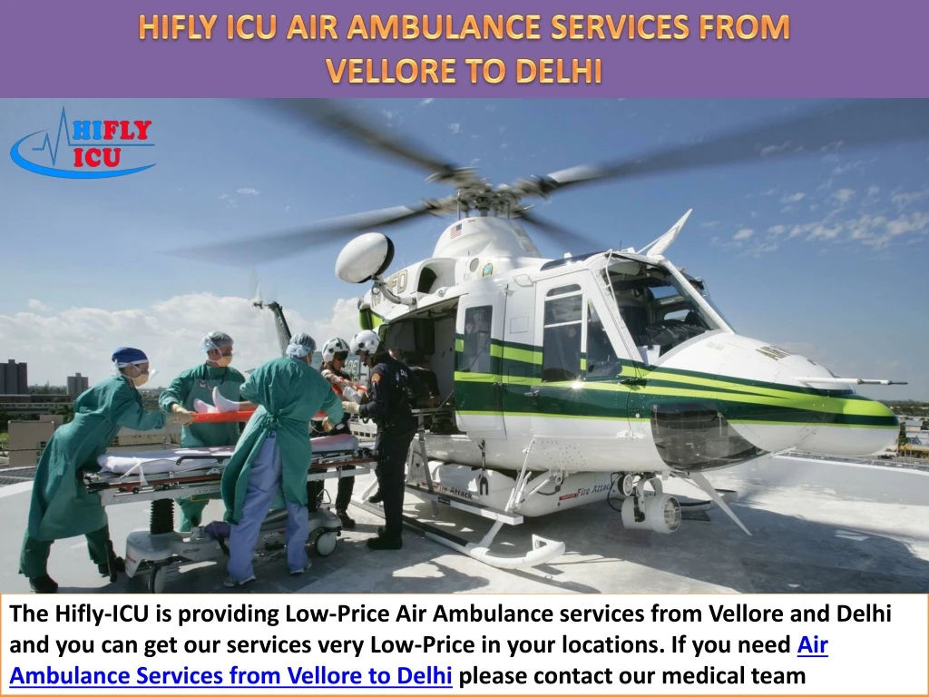 hifly icu air ambulance services from vellore