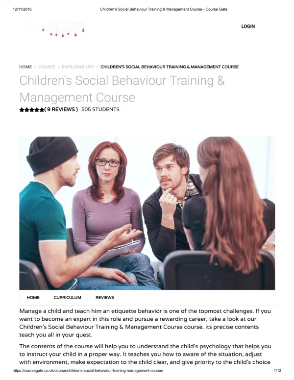 Children's Social Behaviour Training Management Course - Course Gate
