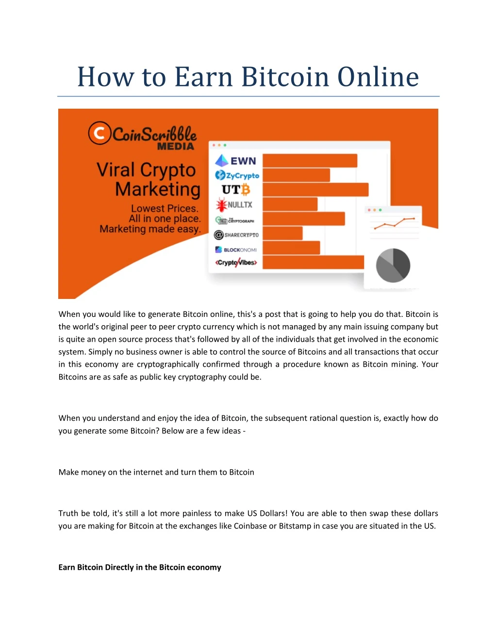 how to earn bitcoin online