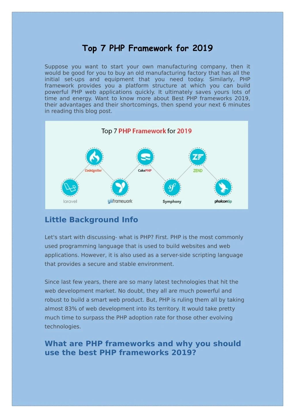 top 7 php framework for 2019