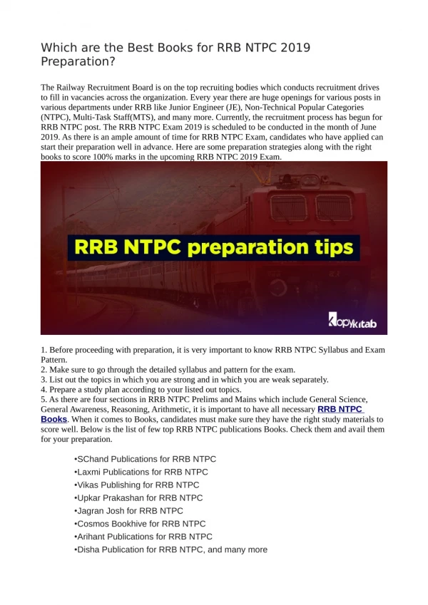 RRb NTPC Books PDF