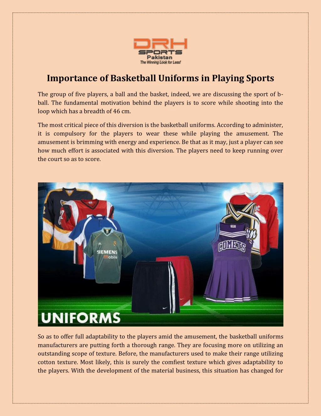 importance of basketball uniforms in playing