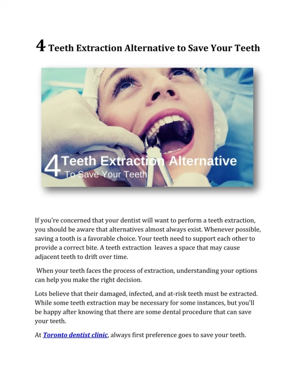 4 Teeth Extraction Alternative to Save Your Teeth