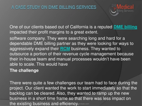 A case study on DME Billing Services