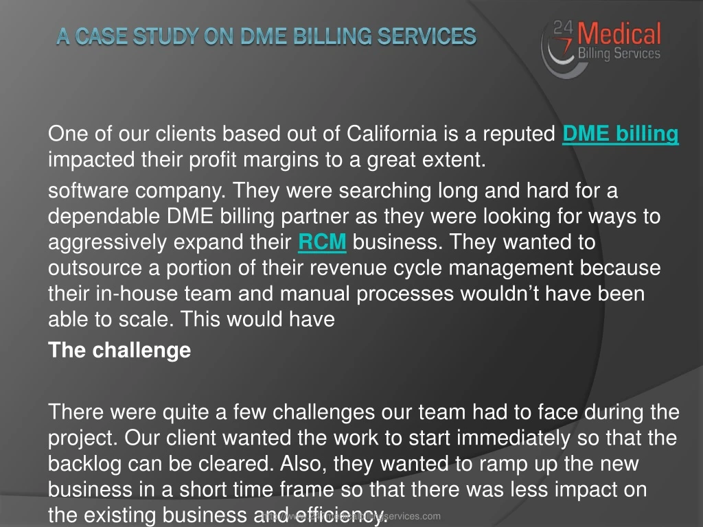 a case study on dme billing services