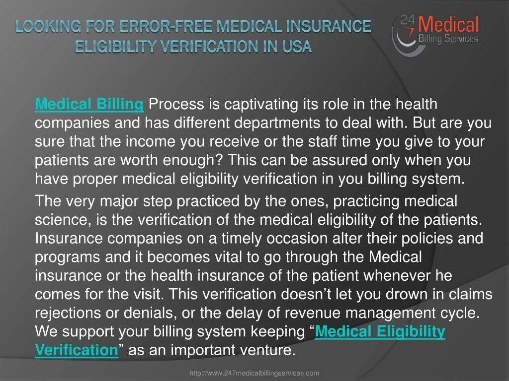 looking for error free medical insurance eligibility verification in usa