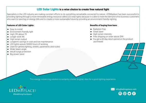 LED Solar Lights is a wise choice to create free natural light
