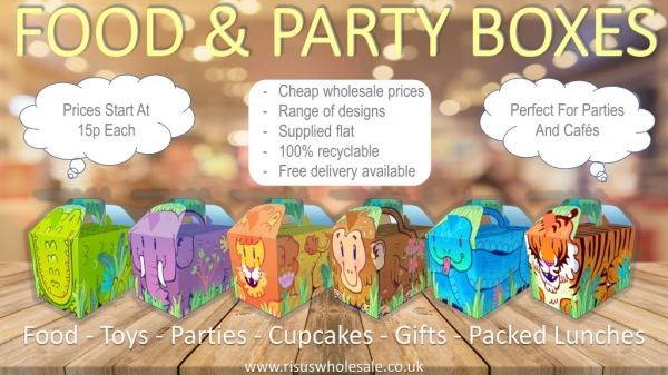 Wholesale Party, Food & Favour Boxes