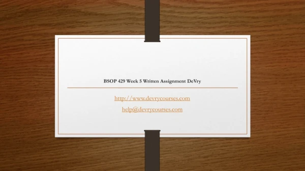 BSOP 429 Week 5 Written Assignment DeVry