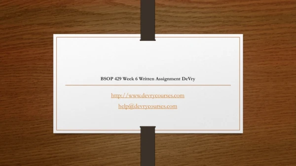BSOP 429 Week 6 Written Assignment DeVry